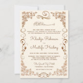 Elegante Crème en Bruin Moslim Bruiloft Kaart (Voorkant)