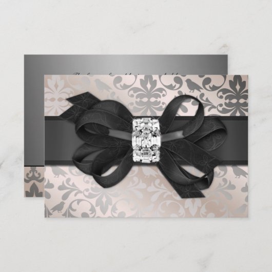 Elégante Crème et Argent RSVP avec Bow (Devant / Derrière)