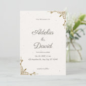 Elégante crème et Faire-part de mariage or (Debout devant)