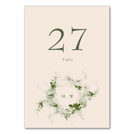 Elegante Crème Eucalyptus Krans Monogram Bruiloft Kaart (Voorkant)