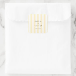 Elegante Crème Gestreepte Minimalist Vierkante Sticker