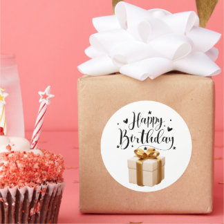 Elegante Crème & Goud Luxe Verjaardag  Ronde Sticker
