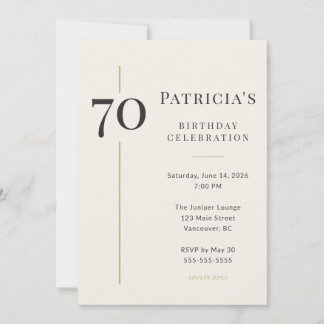 Elegante Crème & Gouden 70e Verjaardag Kaart