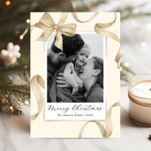 Elegante Crème Gouden Boog Foto Kerstmis