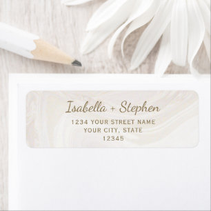 Elegante Crème Gouden Parel Retouradres Aangepast Etiket