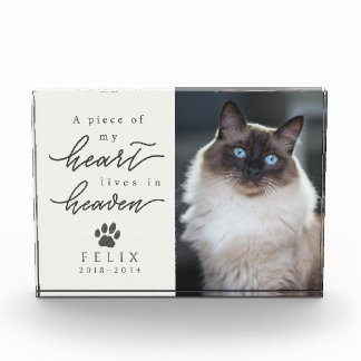 Elegante Crème Hart Leeft in de Hemel Kat Herdenki Fotoblokken