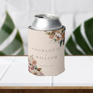 Elegante Crème Herfst Waterverf Bloemen Bruiloft Blikjeskoeler