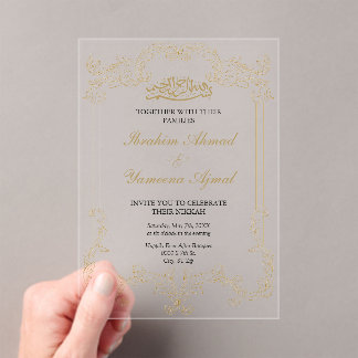  Elegante Crème Islamitische bruiloft Nikkah Acryl Uitnodigingen