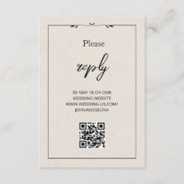 Elegante Crème Moderne Tekst- en QR-bijlagekaart Informatiekaartje