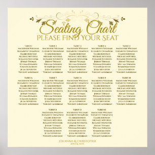 Elégante Crème Or 13 Table Mariage Tableau de sièg