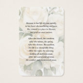 Elégante Crème Rose Photo Carte de prière commémor (Dos)