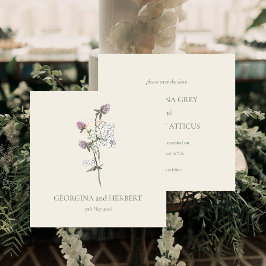 Elegante Crème Salie Klaver Trouw Save the Date Kaart