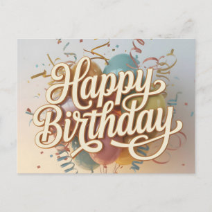 Elegante Crème Script "Gefeliciteerd Verjaardag" G Briefkaart