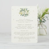 Elegante Crème Snowberry+Eucalyptus Boeket Bruilof Programma (Staand voorkant)