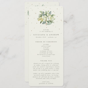Elegante Crème Snowberry+Eucalyptus Boeket Bruilof Programma