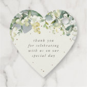 Elegante Crème Snowberry+Eucalyptus Bruiloft Bedankjes Labels (Achterkant)