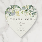 Elegante Crème Snowberry+Eucalyptus Bruiloft Bedankjes Labels (Voorkant)