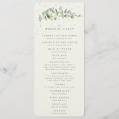 Elegante Crème Snowberry+Eucalyptus Winter Bruilof Programma (Achterkant)