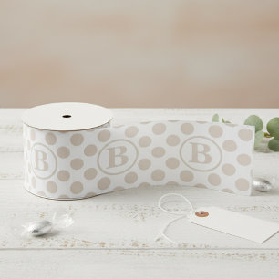 Elegante Crème Stippen Monogram Grosgrain Lint