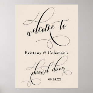 Elegante Crème Welkom bij het Probediner Poster