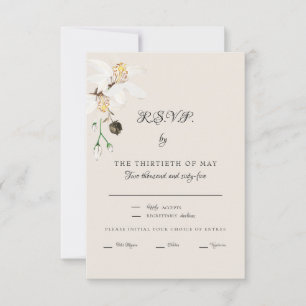 Elegante Crème Witte Bloemrijke Eetkamer Script RS RSVP Kaartje