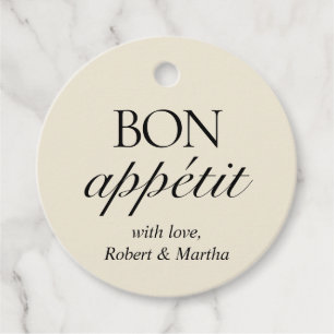 Elegante Crème Witte Bon Appetit Persoonlijk Bedankjes Labels