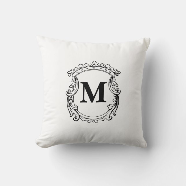 Elegante Crest aangepaste monogram  Kussen (Voorkant)