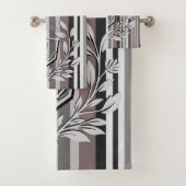 Elegante Crest Earth Tones Bruine Savannah Strepen Bad Handdoek (Insitu)