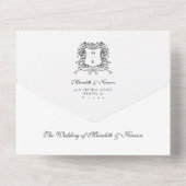 Elegante  Crest Line Art Boho QR Code Foto All In One Uitnodiging (Achterkant)