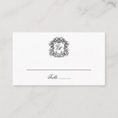 Elegante Crest Monogram Bruiloftsflat Plaatskaartje (Voorkant)