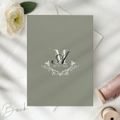 Elegante  Crest Monogram Sage Green Wedding Kaart