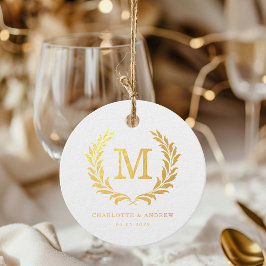Elegante Crest Monogram Trouw Bedankjes Labels