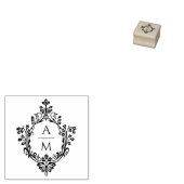 Elegante  Crest Wedding Monogram 2 Initialen Rubberstempel (Gestempeld)