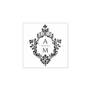 Elegante  Crest Wedding Monogram 2 Initialen Rubberstempel