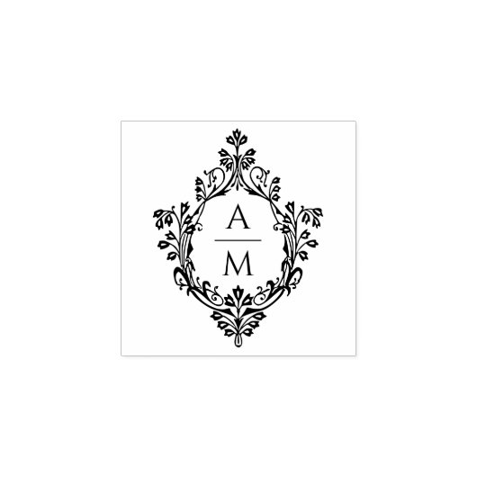 Elegante  Crest Wedding Monogram 2 Initialen Rubberstempel (Afrduk)