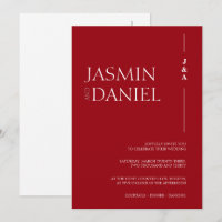 Elegante Crimson Rode Monogram Initialen Bruiloft