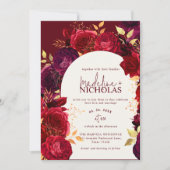 Elegante Crimson Roos Arch Wedding Invitation Kaart (Voorkant)