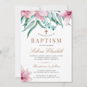 Elégante croix aquarelle invitation au baptême flo (Devant)