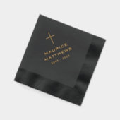 Elégante croix chrétienne nom date funérailles noi (Gauche)