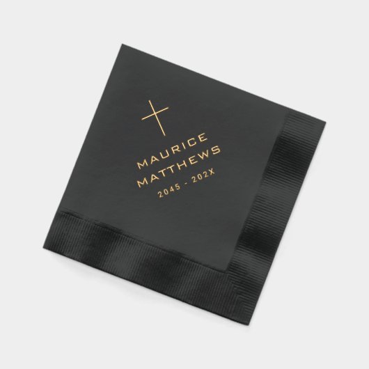 Elégante croix chrétienne nom date funérailles noi (Gauche)