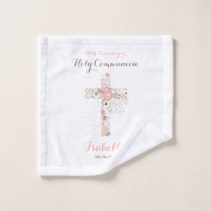 Elégante croix florale de communion blanche