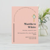 Elegante Cross Baptism uitnodiging | Modern minima (Staand voorkant)
