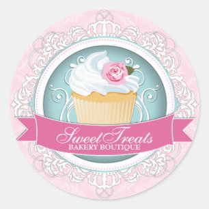 Elegante Cupcake Bakery Box Stickers