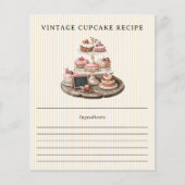 Elegante Cupcake gebak Gestreepte Recept Kaart (Voorkant)