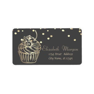 Elegante Cupcake,Nepgoud Folie Confetti Etiket