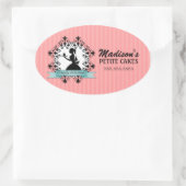 Elegante Cupcake Silhouet Bakkerij Box Seals Ovale Sticker (Tas)