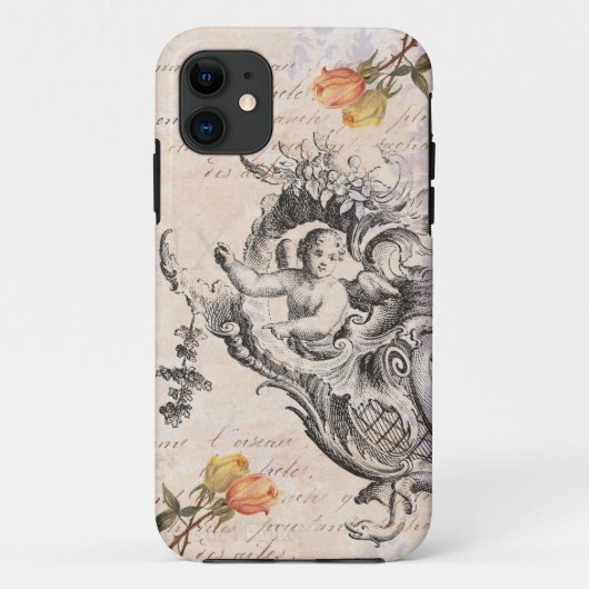 Elegante  Cupido, Rozen en barokke wervelingen Case-Mate iPhone Case (Achterkant)