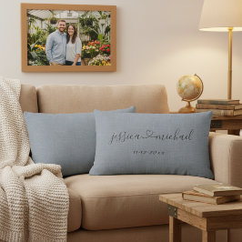 Elegante Cursieve Letters Hart Namen Trouwdatum Kussen