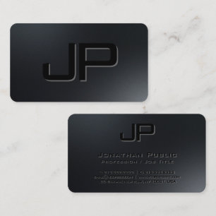 Elegante Custom Black Monogram Premium Pearl Visitekaartje