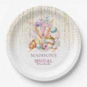 Elegante Custom Bridal Brunch Roze & Gouden glitte Papieren Bordje (Voorkant)